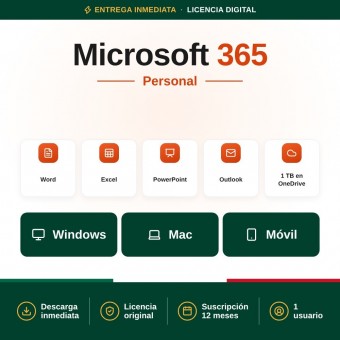 Office 365 Personal 1-PC/MAC + Tablet - 1 año