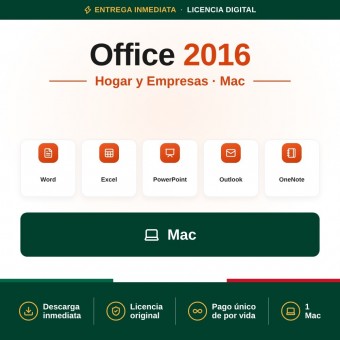 Licencia Office 2016 Hogar y Empresas para MacOS