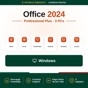 Office 2024 Professional Plus para 3 PCs - Licencia Vitalicia