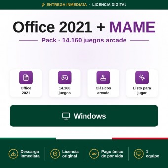 Licencia Office 2021 Pro Plus + Emulador MAME + 14.160 juegos