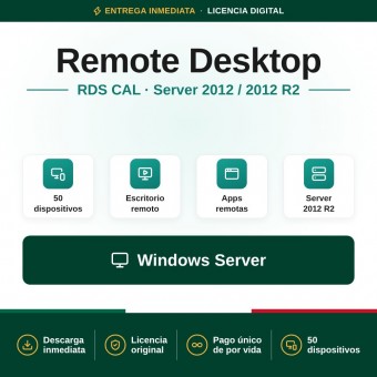 Remote Desktop Services (50 Dispositivos) para Windows Server 2012 / 2012 R2