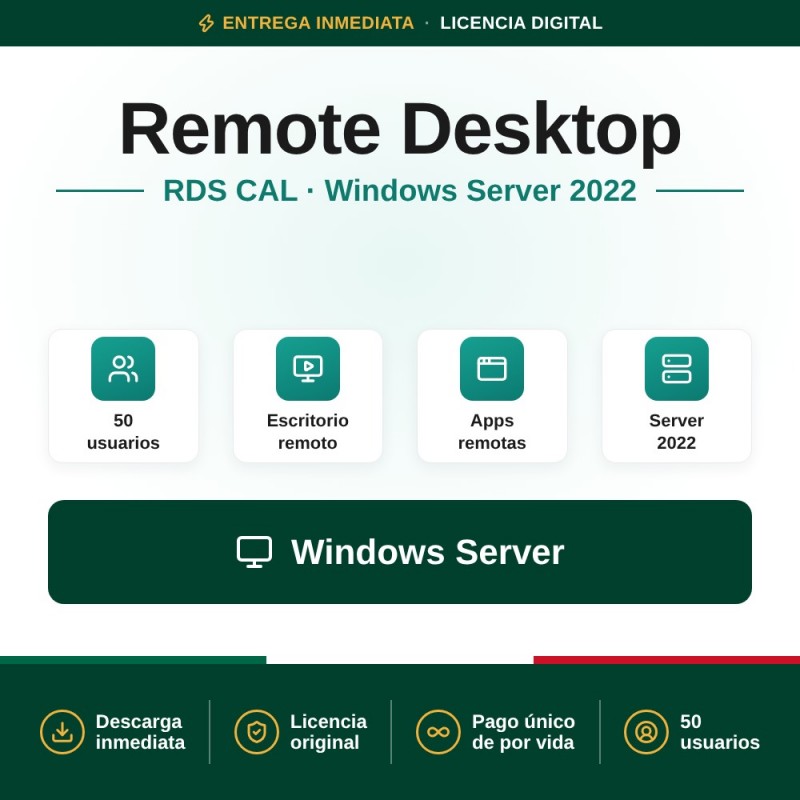 Remote Desktop Services (50 Usuarios) para Windows Server 2022