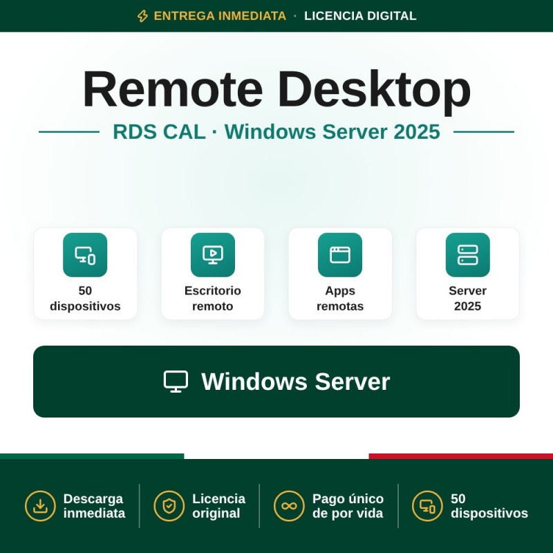 Remote Desktop Services (50 Dispositivos) para Windows Server 2025
