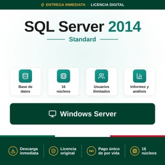 SQL Server 2014 Standard - 16 cores - Usuarios Ilimitados