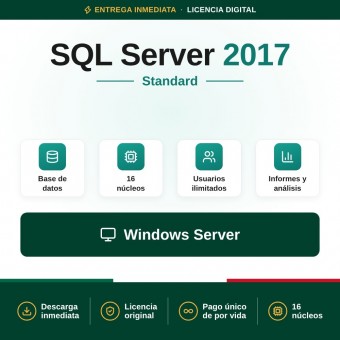 SQL Server 2017 Standard - 16 cores - Usuarios Ilimitados