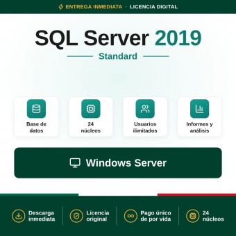 SQL Server 2019 Standard - 24 cores - Usuarios Ilimitados