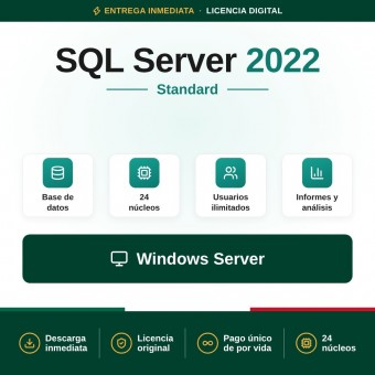 SQL Server 2022 Standard - 24 cores - Usuarios Ilimitados