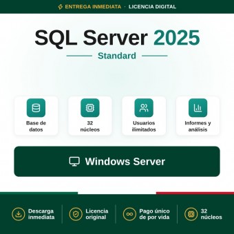 SQL Server 2025 Standard - 32 cores - Usuarios Ilimitados