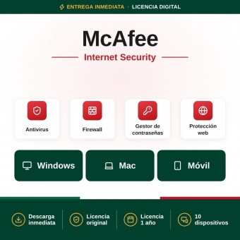 McAfee Internet Security 10 Dispositivos - 1 año
