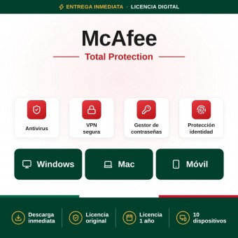 McAfee Total Protection 10 Dispositivos - 1 año