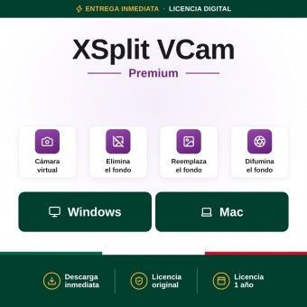 XSplit VCam Premium para Windows/MAC - licencia 1 año