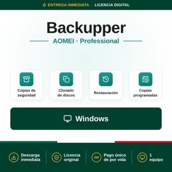 AOMEI Backupper Professional Edition 2023 - 1 PC - Licencia de por vida