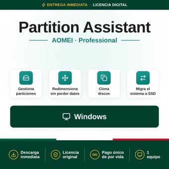 AOMEI Partition Assistant Professional Edition - 1 PC - Licencia de por vida