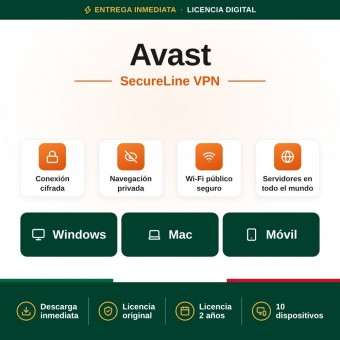 Avast SecureLine VPN - 10 Dispositivos - 2 años