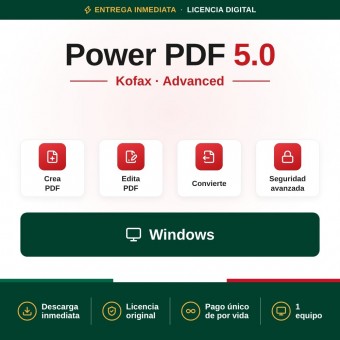 Kofax Power PDF 5.0 Advanced - 1 PC - Licencia de por vida