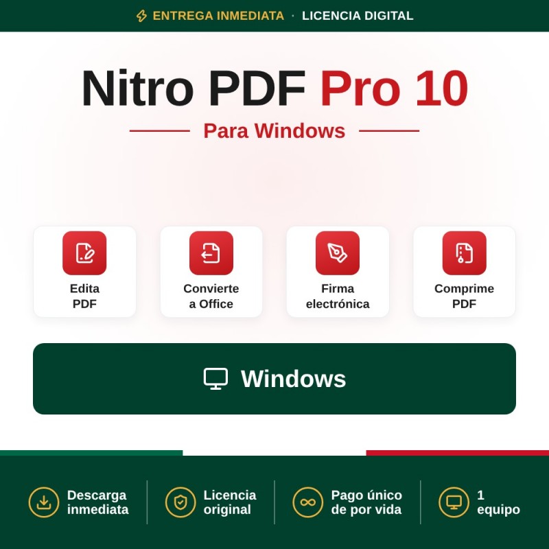 Nitro PDF Pro 10 para Windows - 1 PC - Licencia de por vida
