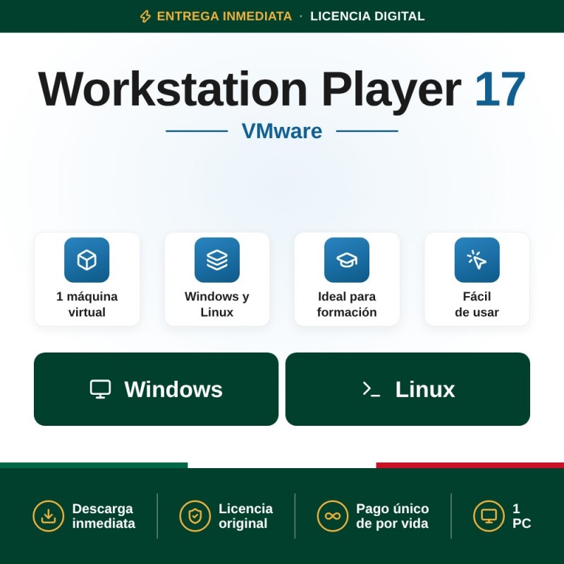Vmware Workstation Player 17 - Licencia vitalicia